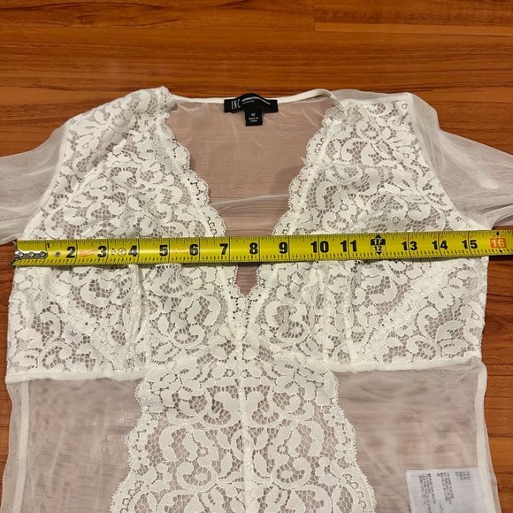 NWT INC Intimates Lingerie Lace Bodysuit Bridal White Long Sleeves Size Medium - Picture 6 of 13